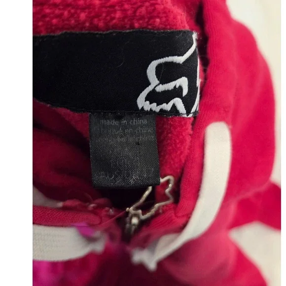 Fox Racing Womens Magenta Pink Full Zip Hoodie Fleece Embroidered Logo Large - Picture 3 of 10